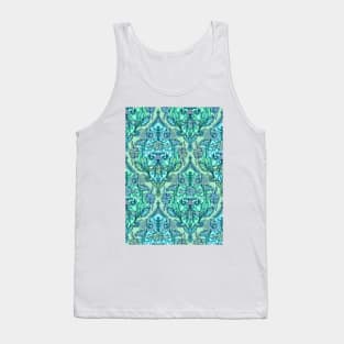 Botanical Moroccan Doodle Pattern in Mint Green, Lilac & Aqua Tank Top